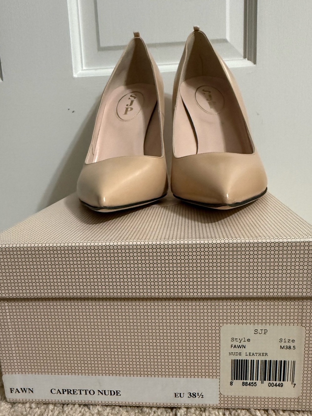 SJP Fawn Capretto Nude Leather Pointed-Toe Pumps